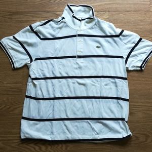 Lacoste White Striped Short Sleeve Polo